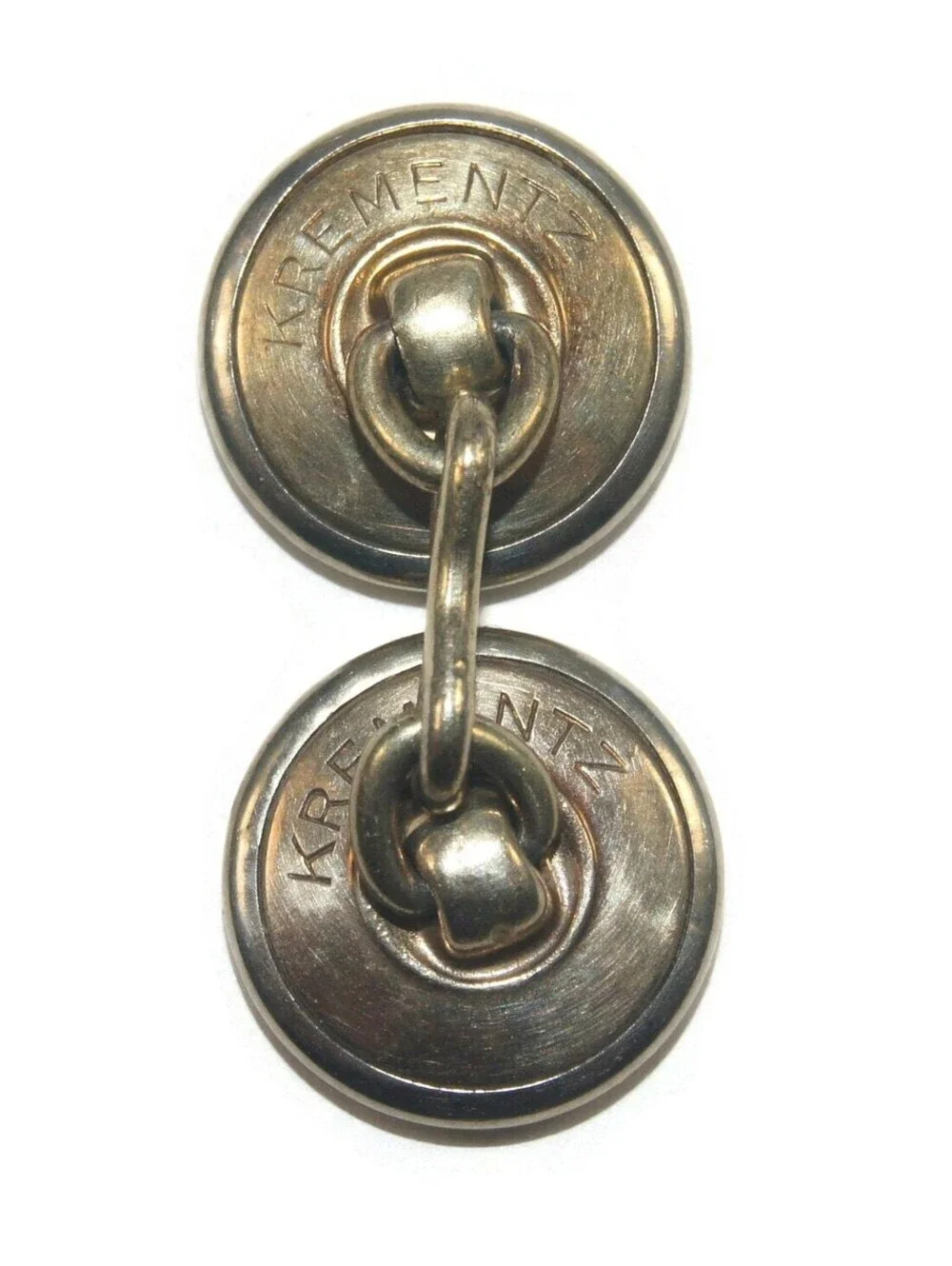 Antique Krementz Gold Plated & Abalone Double Round Cuff Links.